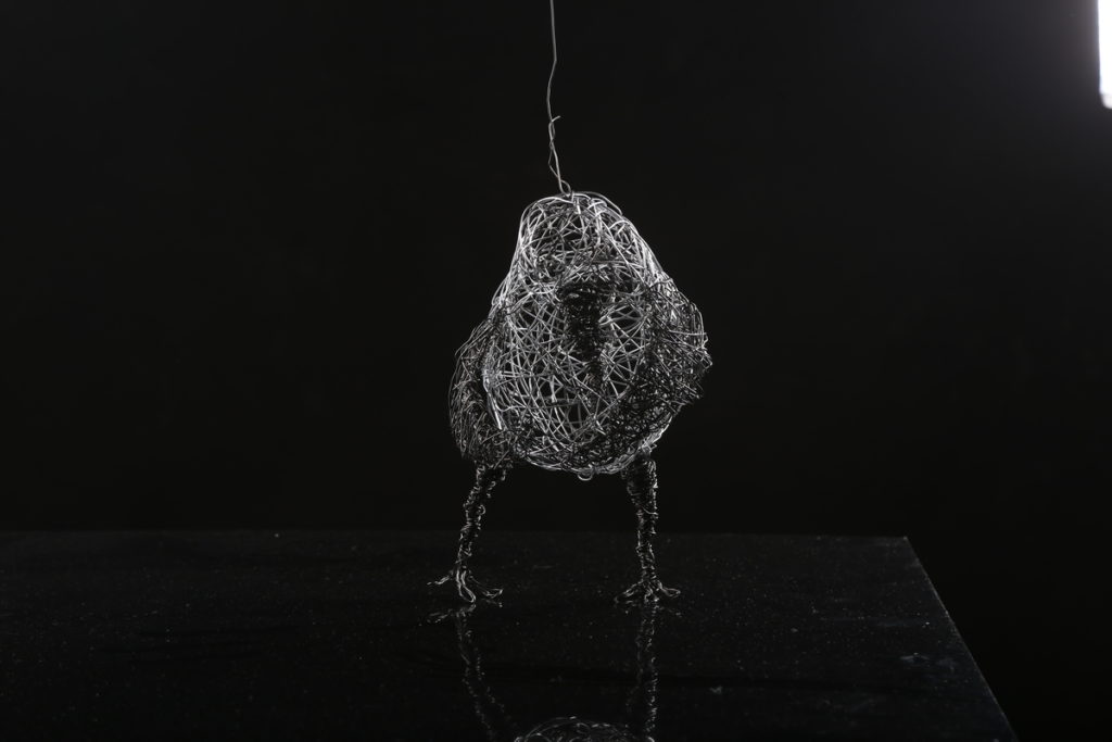 Bird Sculpture in Steel Wire by Fox Larsson