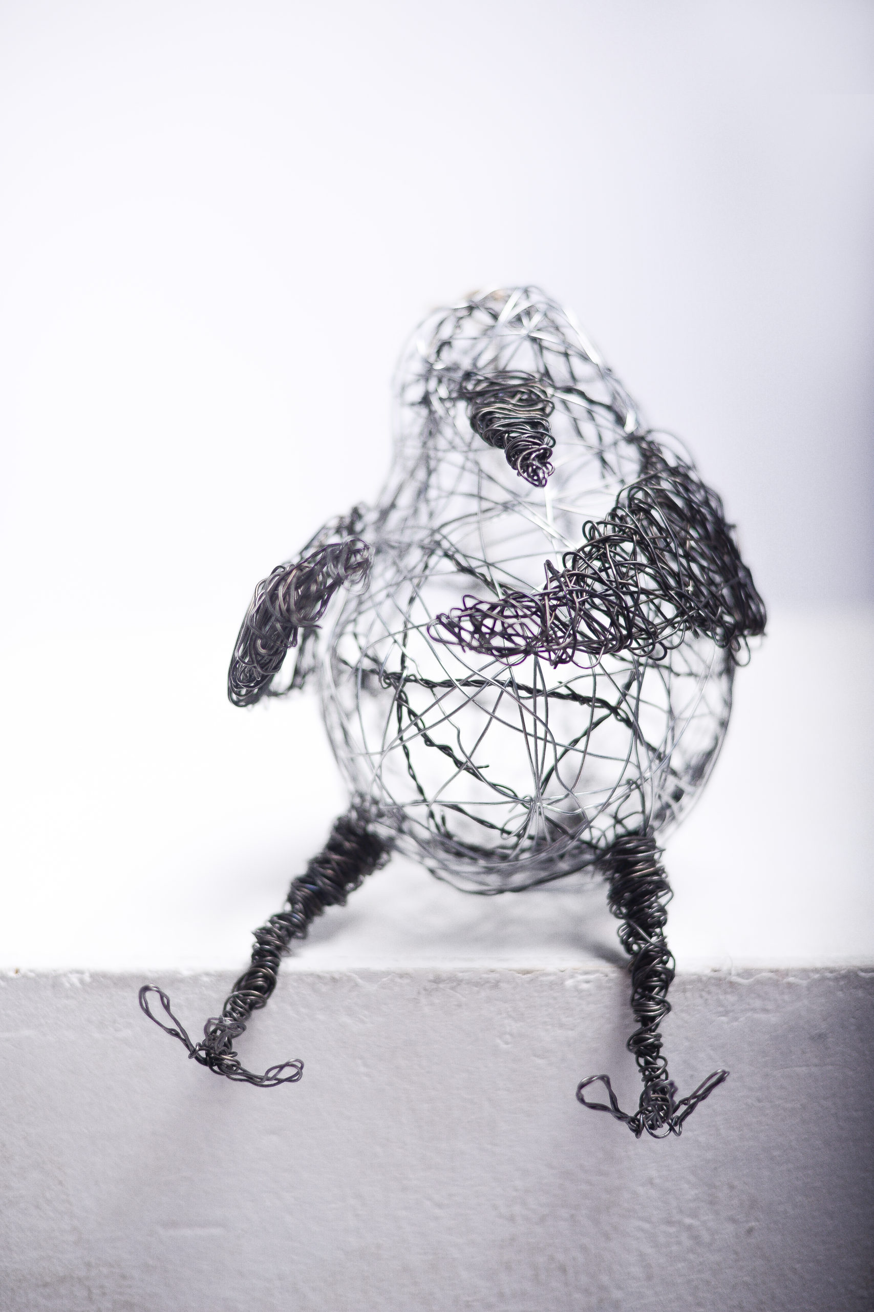 Bird Sculpture in Steel Wire by Fox Larsson